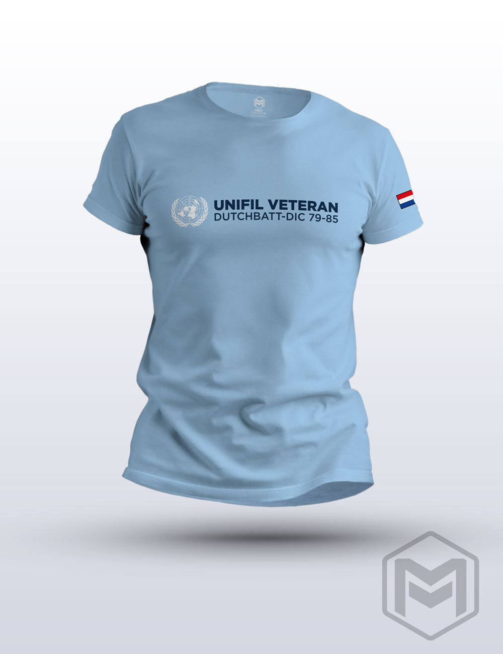 7504 T-Shirt UNIFIL Veteran Dutchbatt-DIC 79-85 Sky Blue MV Print Creations