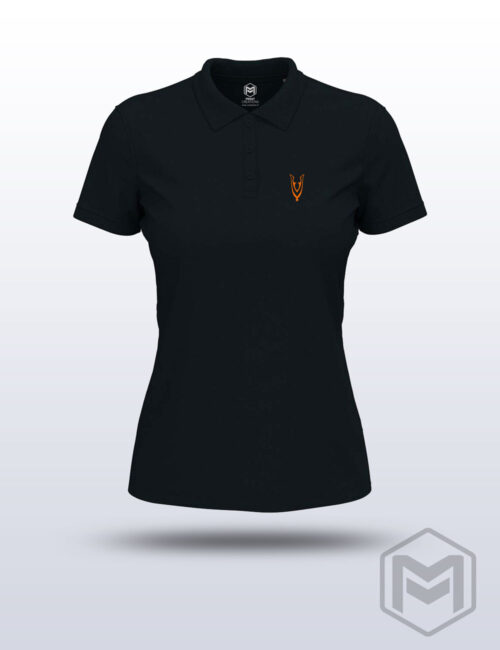 Veteran Unity damespolo Blue Midnight met oranje Veteran Unity V-embleem op de borst
