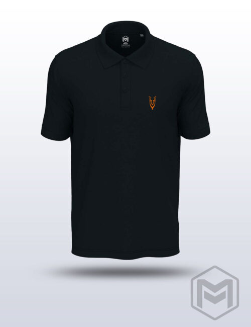 Veteran Unity herenpolo Blue Midnight met oranje Veteran Unity V-embleem op de borst